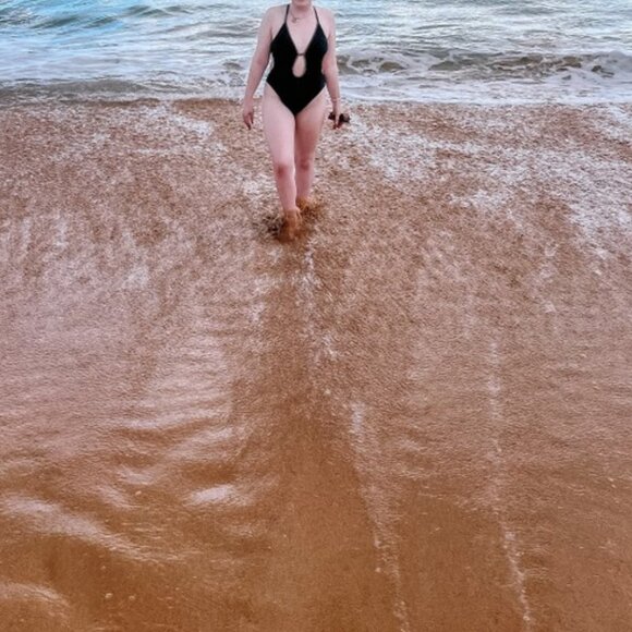 Women's Plunge Bead Detail Extra High Leg One Piece Swimsuit - Shade & Shore™ M - Picture 3 of 7